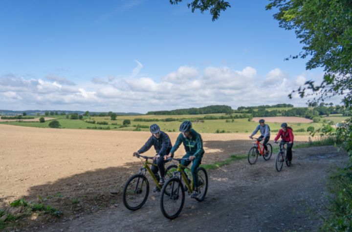 Cross country down hill mountainbike in de ardennen